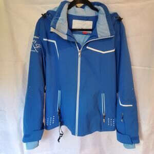 Spyder Ski Jacket Blue Women’s Softshell Hooded American Airlines Celebrity Ski